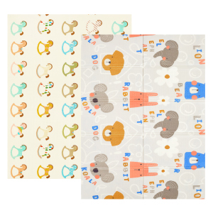 Детский двусторонний развивающий складной термоковрик для ползания POPPET Разноцветные зверята и Игрушечные лошадки 150х200x0.9 см (PP016-150H) ТОП в Кривом Роге