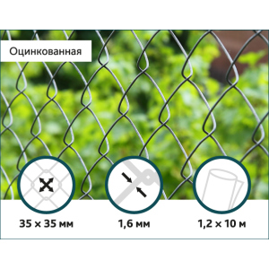 Сітка Рабиця оцинкована Сітка Захід 35х35/1,6мм 1,2м/10м ТОП в Кривому Розі