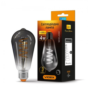 LED лампа VIDEX Filament ST64FGD 4W E27 2100K 220V Диммерная графит (VL-ST64FGD-04272) лучшая модель в Кривом Роге