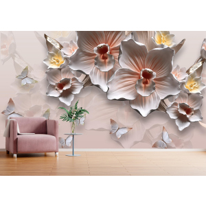 Паперові шпалери Walldeco Орхідеї та метелики, барельєф 285x190 Гладь рейтинг