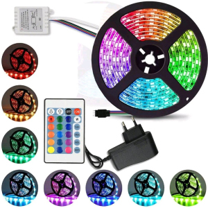 хороша модель Світлодіодна Стрічка c Пультом та Блоком Живлення LED 3528 SMD RGB 12v 5М з контролером