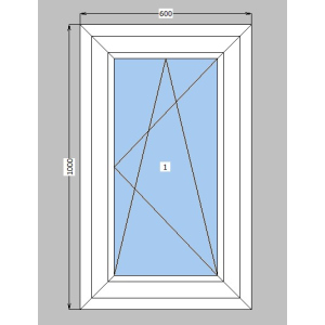 Окно металлопластиковое Rehau Synego 80 mm 1-створчатое поворотно-откидное, фурнитура Siegenia, 600х1000 мм, белое лучшая модель в Кривом Роге