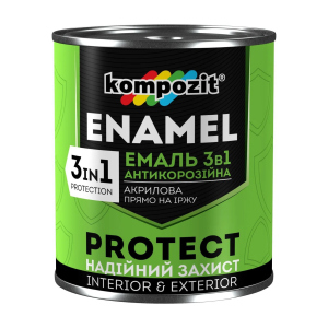 Емаль антикорозійна 3в1 Kompozit PROTECT, 2.7кг Чорна краща модель в Кривому Розі