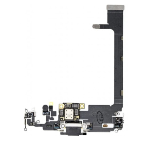 Шлейф для iPhone 11 Pro Max, с разъемом зарядки, с микрофоном, черный, Matte Space Gray High Copy лучшая модель в Кривом Роге