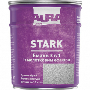 Молоткова емаль Aura® Stark 3 в 1 срібний №20 глянець 0.7 кг краща модель в Кривому Розі