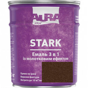 Молотковая эмаль Aura® Stark 3 в 1 темно-коричневый №88 глянец 0.7 кг в Кривом Роге