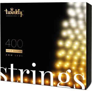 Світлодіодна Smart LED гірлянда Twinkly Strings AWW 400, BT+WiFi, Gen II, IP44, чорний кабель (TWS400GOP-BEU)