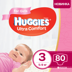 Підгузки Huggies Ultra Comfort 3 Mega для дівчаток 80 шт (5029053543604) в Кривому Розі