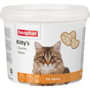 Кормова добавка Beaphar Kittys + Taurine + Biotine з біотином та таурином для кішок 750 таб (12597) (8711231125975) краща модель в Кривому Розі