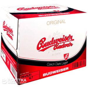 Упаковка пива Budweiser Budvar B Dark темное фильтрованное 4.7% 0.5 л x 20 шт (8594403150827) лучшая модель в Кривом Роге