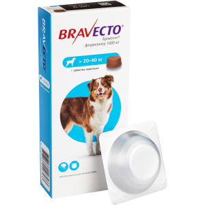 Жевательная таблетка Bravecto (Бравекто) от блох и клещей для собак 20 - 40 кг (8713184146533) ТОП в Кривом Роге