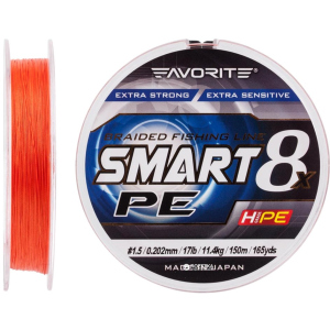 Шнур Favorite Smart PE 8x 150 м # 1.5/0.202 мм 11.4 кг Червоно-жовтогарячий (16931084) ТОП в Кривому Розі