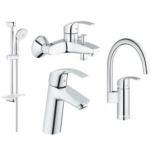 Набір змішувачів GROHE Eurosmart 123248MK + кухонний змішувач (23324001 + 33300002 + 27926000 + 33202002)