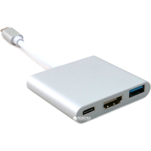 Адаптер Extradigital USB Type-C to HDMI/USB 3.0/Type-C 0.15 м Білий (KBH1691)