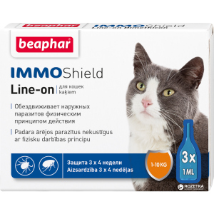 Краплі Beaphar Immo Shield Line-on for Cats антипаразитні з диметиконом для котів та кошенят 3 піпетки (13581) (8711231135813) краща модель в Кривому Розі