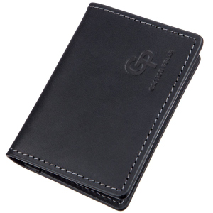 Шкіряна обкладинка на паспорт Grande Pelle leather-11203 Чорна ТОП в Кривому Розі