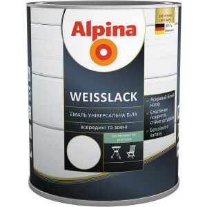 хороша модель Емаль Alpina Weisslack Шовковисто-матова 0.75 л Біла (948103777)