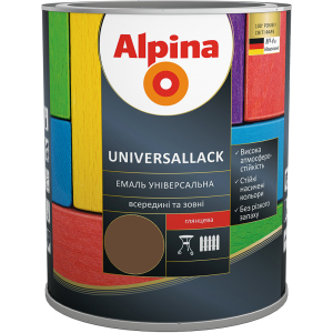 Емаль Alpina Universallack Глянцева 0.75 л Темно-коричнева (948103742) ТОП в Кривому Розі