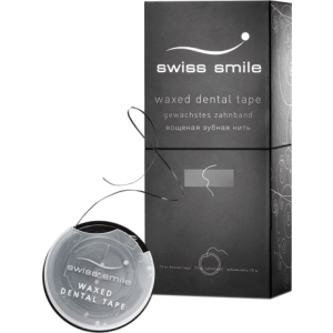 Зубна стрічка вощена зі смаком м'яти Swiss Smile Basel Базель колір чорний 70 м (900-990) 7640131979924 краща модель в Кривому Розі