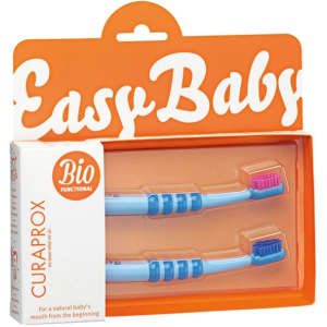 Набор детских зубных щеток Curaprox Baby для детей (0-5 лет) Прорезиненная ручка с присоской 2 шт Голубые (7612412424171) лучшая модель в Кривом Роге