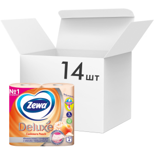Упаковка туалетного паперу Zewa Deluxe тришаровий аромат Персик 14 шт по 4 рулони (7322540059793) в Кривому Розі