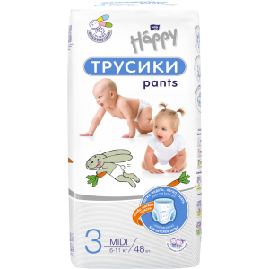 Подгузники-трусики детские Bella Happy Baby Midi 6-11 кг 48 шт (5900516603793) надежный