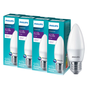 Светодиодная лампа Philips ESSLEDCandle 6.5 E27 840 B35NDFR RCA (929001887207R) 4 шт ТОП в Кривом Роге