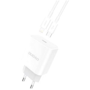 Зарядний пристрій Dudao Power Port PD A8EUset 20W Type-C з кабелем Type-C Lightning White (QT-DudaoA8EUset) ТОП в Кривому Розі