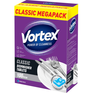 Таблетки для посудомоечных машин Vortex Classic 100 шт (55600020) лучшая модель в Кривом Роге