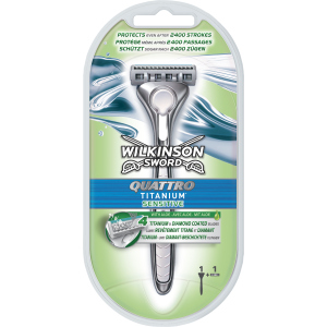 Бритва для бритья Wilkinson Sword Quattro Titanium Sensitive 2 картриджа (4027800536269) лучшая модель в Кривом Роге