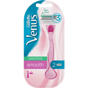 Верстат для гоління жіночий (Бритва) Venus Smooth Sensitive з 2 змінними картриджами (7702018575350) краща модель в Кривому Розі