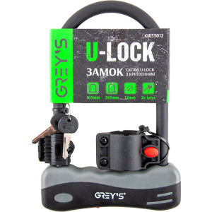 Замок Grey`s скоба U-lock із кріпленням 12 x 165 x 245 мм (GR33012) ТОП в Кривому Розі