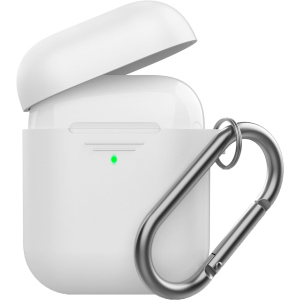 Силіконовий чохол AhaStyle дуо з карабіном для Apple AirPods White (AHA-02060-WHT) надійний