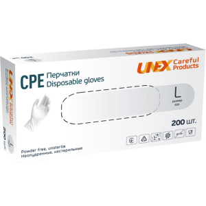 Перчатки одноразовые нестерильные, неопудреннные CPE Unex Medical Products размер L 200 шт. — 100 пар Белые (4870238550808) ТОП в Кривом Роге