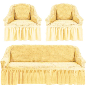 хорошая модель Чехлы для мебели Love You диван и два кресла (3+1+1) 1 Кремовый (ly181101) (4820000181101)