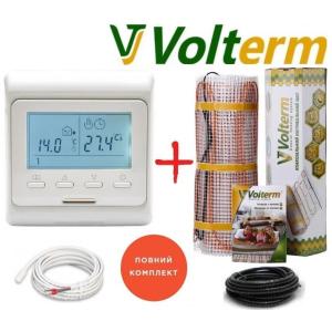 Кабельний мат Volterm Hot Mat 1,3м²/210Вт/ 180Вт/м² тепла підлога електрична під плитку з програмованим терморегулятором E51 ТОП в Кривому Розі