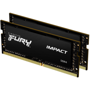 Оперативна пам'ять Kingston Fury SODIMM DDR4-2666 16384MB PC4-21300 (Kit of 2x8192) Impact Black (KF426S15IBK2/16) ТОП в Кривому Розі