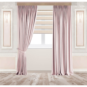 Комплект штор Декорін Оксамитові Світло-рожеві 255х150 2 шт (Vi 101486) в Кривому Розі
