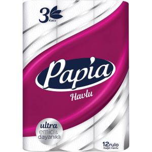 Бумажные полотенца Papia 3 слоя 12 рулонов (8690536011001) в Кривом Роге