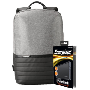 Рюкзак для ноутбука Energizer EPB001 15.6" Black/Grey + УМБ UE10004 Black (EPB001-GY+UE10004) в Кривом Роге