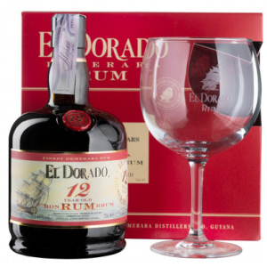 Ром El Dorado 12 YO 0.7 л 40% з одним келихом у подарунковій упаковці (8715151128597) краща модель в Кривому Розі