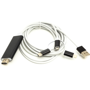 Кабель PowerPlant HDMI (M) - Lightning, Type-C, mirco USB 1 м Білий (CA911912)