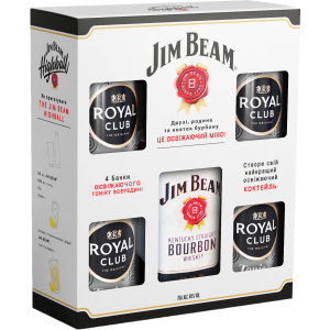 Віскі Jim Beam White 4 роки витримки 0.7 л 40% + безалкогольний напій Royal Club Tonic Classic 4 шт (4823093700062) в Кривому Розі