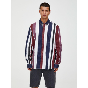 Рубашка Pull & Bear XAZ259392UHRF XL Бордово-белая-черная (DD8000005383759)