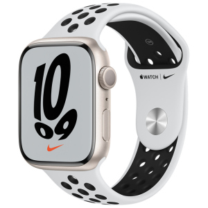Смарт-годинник Apple Watch Series 7 Nike GPS 45mm Starlight Aluminium Case with Pure Platinum/Black Nike Sport Band (MKNA3UL/A) краща модель в Кривому Розі