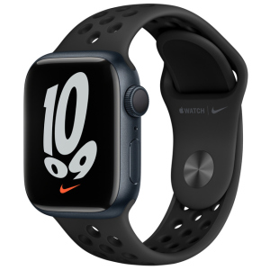 Смарт-годинник Apple Watch Series 7 Nike GPS 41mm Midnight Aluminium Case with Anthracite/Black Nike Sport Band (MKN43UL/A) ТОП в Кривому Розі