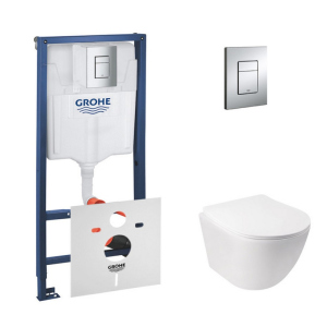 Набор инсталляция 4 в 1 Grohe Rapid SL 38772001 + унитаз с сиденьем Qtap Jay QT07335176W лучшая модель в Кривом Роге