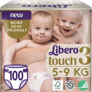 Підгузки Libero Touch 3 5-9 кг одноразові 100 шт (7322541301662) краща модель в Кривому Розі