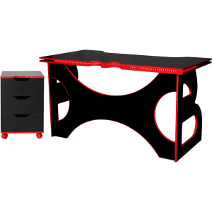 Геймерський стіл з мобільною тумбою Barsky Game LED HG-05/LED/CUP-05 Red ТОП в Кривому Розі