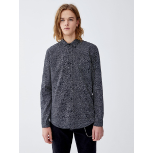 Рубашка Pull & Bear XAZ240927LJZP M Черная в серые узоры (DD8000004812144) ТОП в Кривом Роге